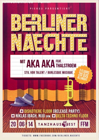 Berliner Naechte /w Aka Aka & Thalstroem Werbeplakat