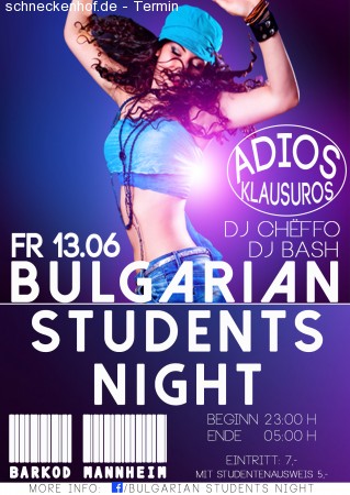 Bulgarian Students Night Werbeplakat