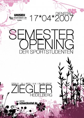 Semester Opening der Sportstud Werbeplakat