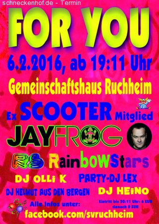 For You Faschingsparty mit Jay Frog Werbeplakat