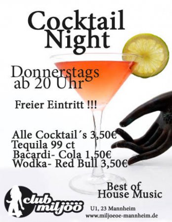 Cocktail Night Werbeplakat